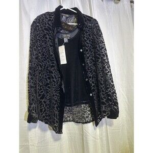 Gardy Brand Zebra Print Button-Down Blouse with Undershirt Size Medium